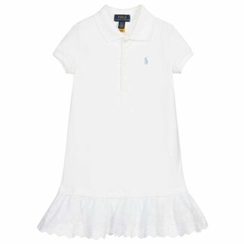 Girls White Logo Polo Dress