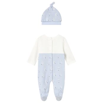 Baby Boys Ivory & Blue Babygrow Set
