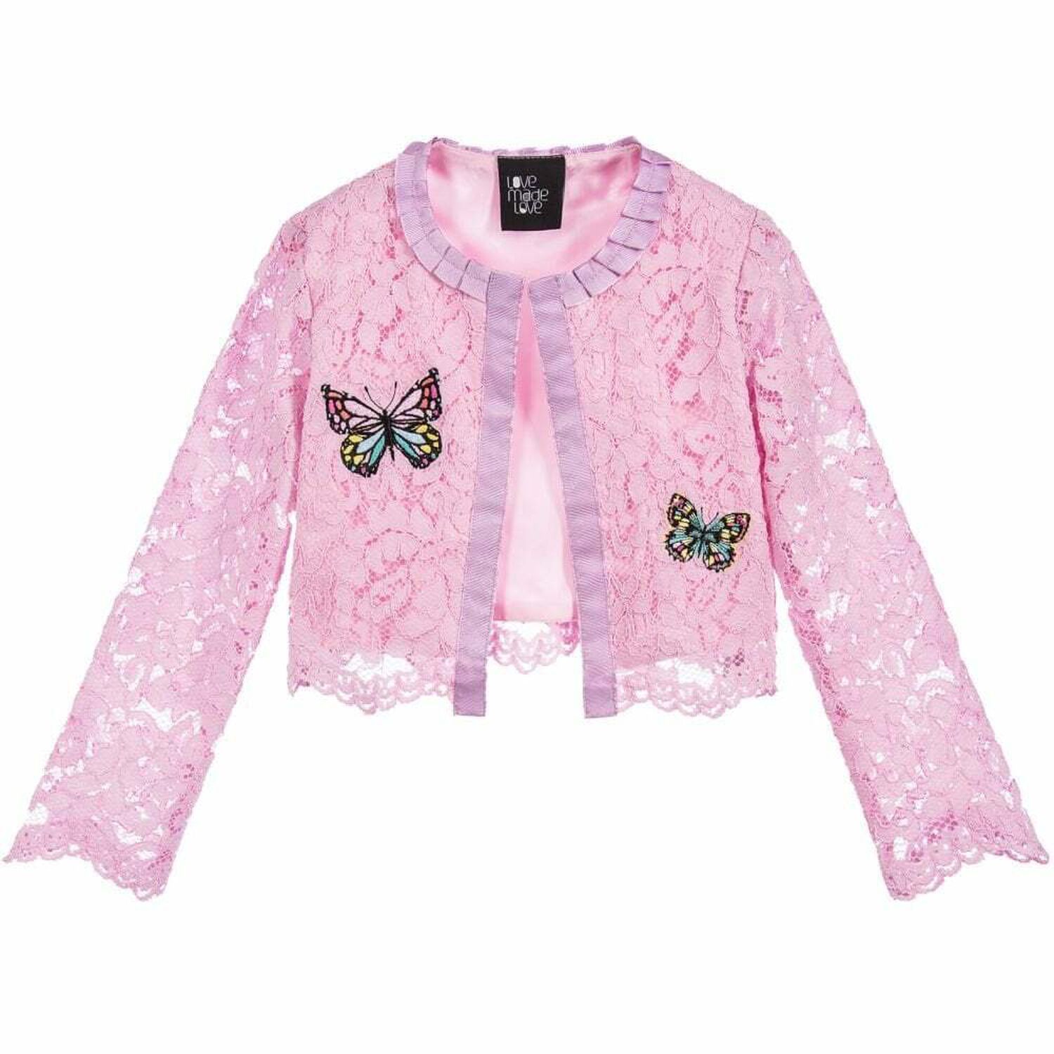 Girls Pink Lace Bolero, 1, hi-res image number null