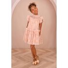 Girls Pink Embroidered Tulle Dress, 2, hi-res