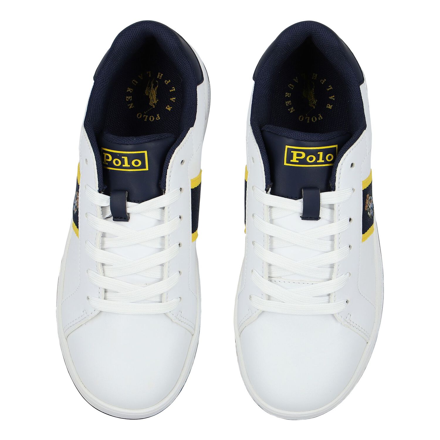 Boys White & Navy Blue Trainers, 1, hi-res image number null