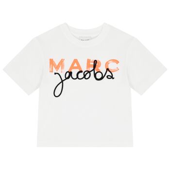 MARC JACOBS Boys White & Orange Logo T-Shirt, 1 Boys White & Orange Logo T-Shirt