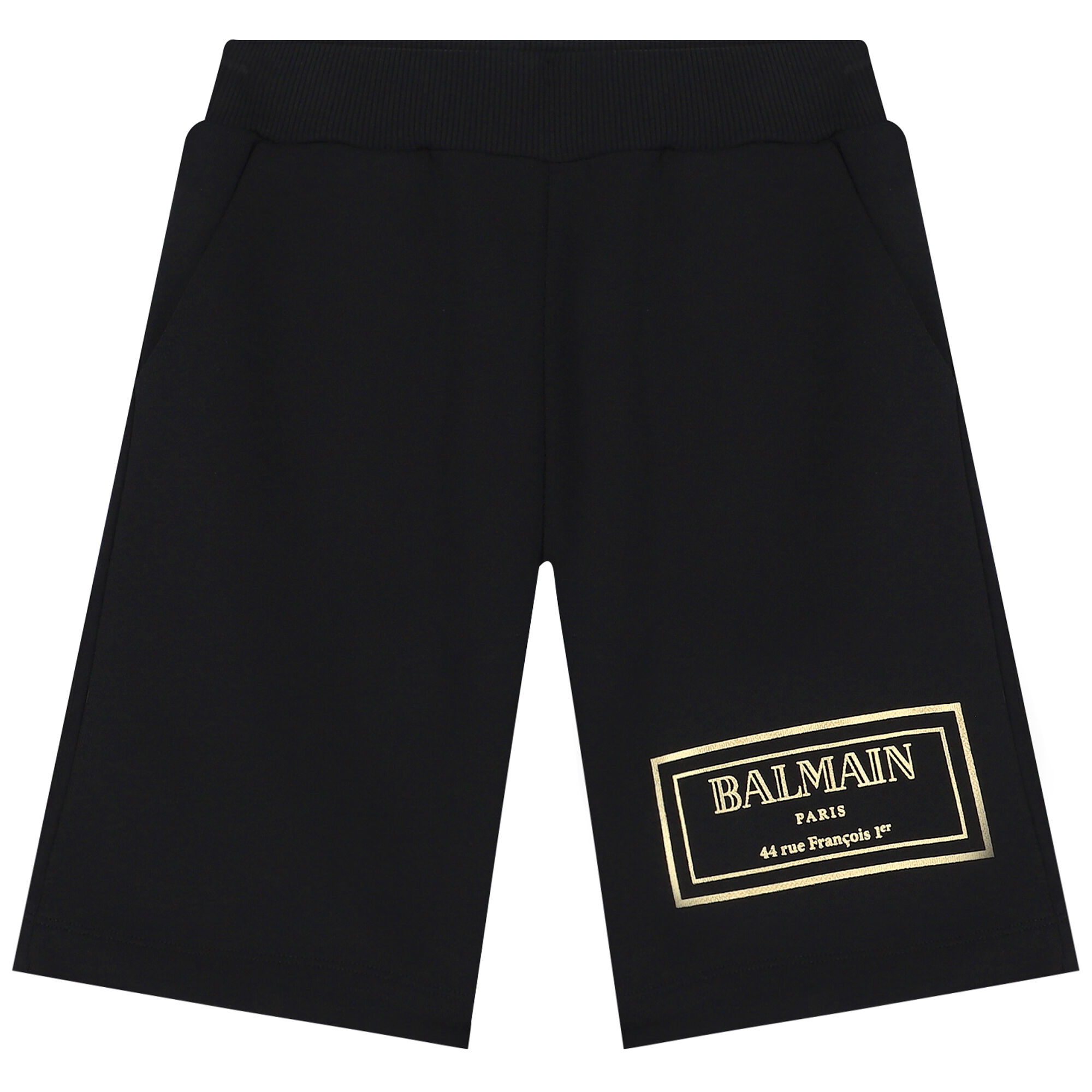 Balmain Black Gold Logo Shorts Junior Couture UAE