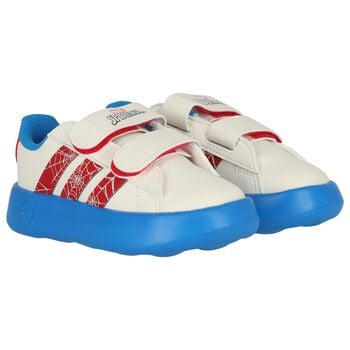 Boys Boys Ivory & Blue Marvel Grand Court Trainers