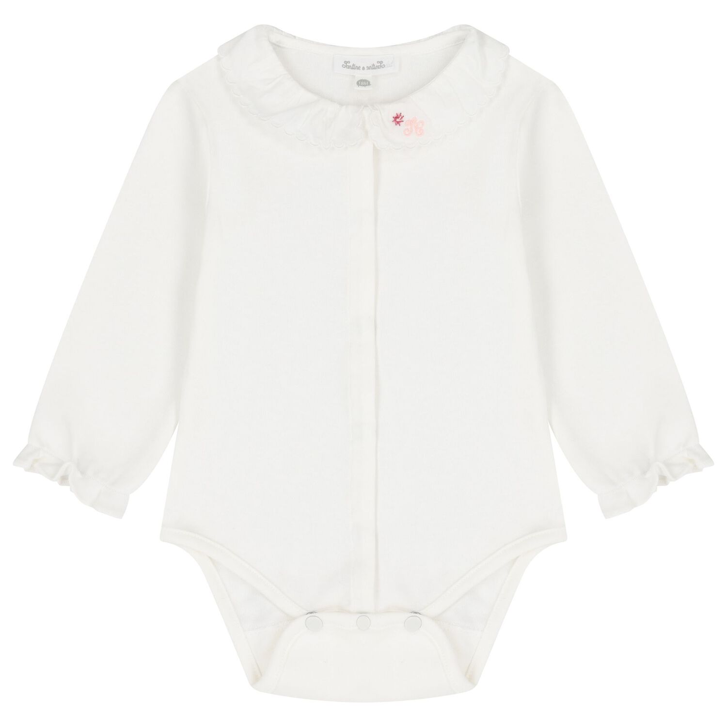 طقم بدله اطفال للبنات مزينه بزهور باللون الوردى والعاجى , 1, hi-res image number null