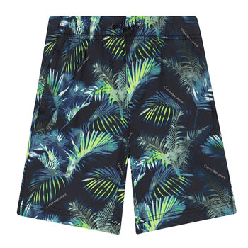 Boys Navy & Green Palm Shorts
