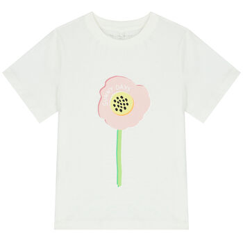 Girls White Flower T-Shirt