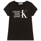 تيشيرت بالشعار باللون الاسود للبنات, 2, hi-res