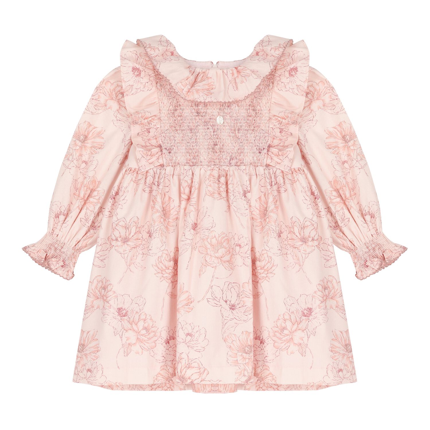 Younger Girls Pink Floral Dress, 1, hi-res