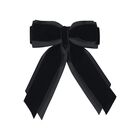 Girls Black Velvet & Grosgrain Bow Hairclip , 1, hi-res