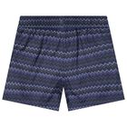 Boys Navy Blue Zig Zag Logo Swim Shorts, 1, hi-res