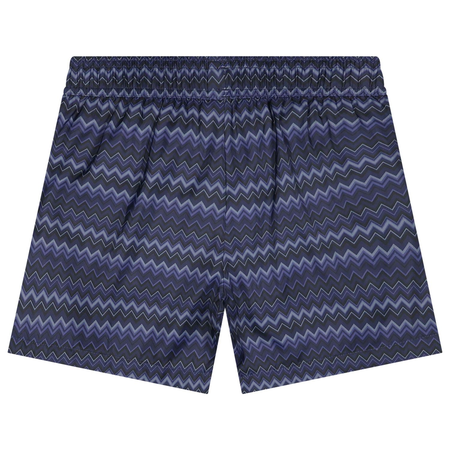 Boys Navy Blue Zig Zag Logo Swim Shorts, 1, hi-res