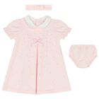Baby Girls Pink Bow Dress Set, 2, hi-res