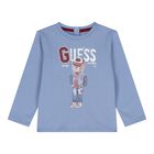 Baby Boys Blue Teddy Bear Logo Long Sleeve Top, 1, hi-res