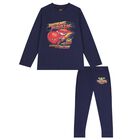 Boys Navy Blue Cars Pyjamas, 1, hi-res