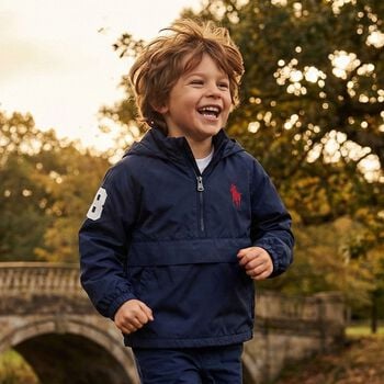 Boys Navy Blue Pony Logo Jacket