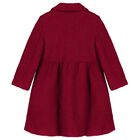 Girls Burgundy Bow Boucl&eacute; Coat, 1, hi-res