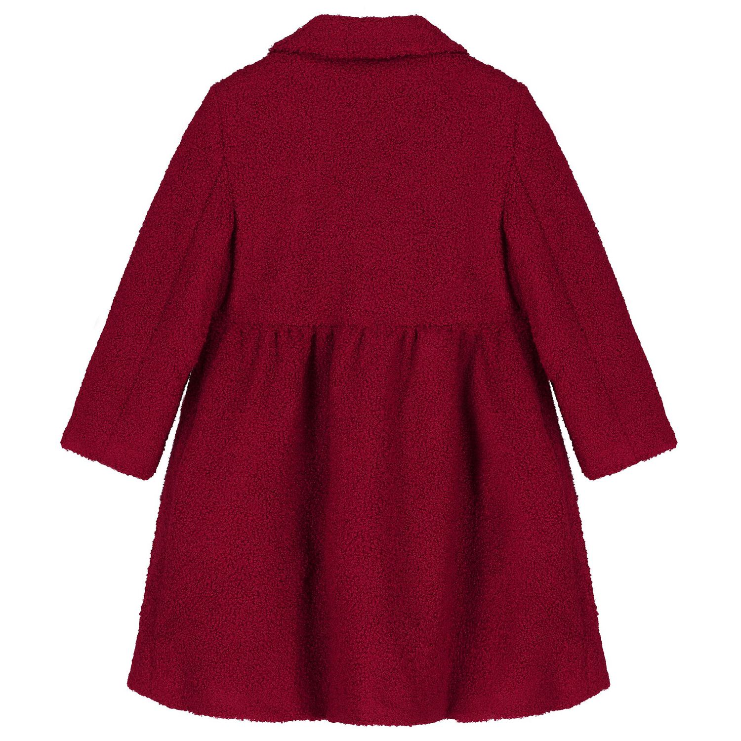 Girls Burgundy Bow Boucl&eacute; Coat, 1, hi-res