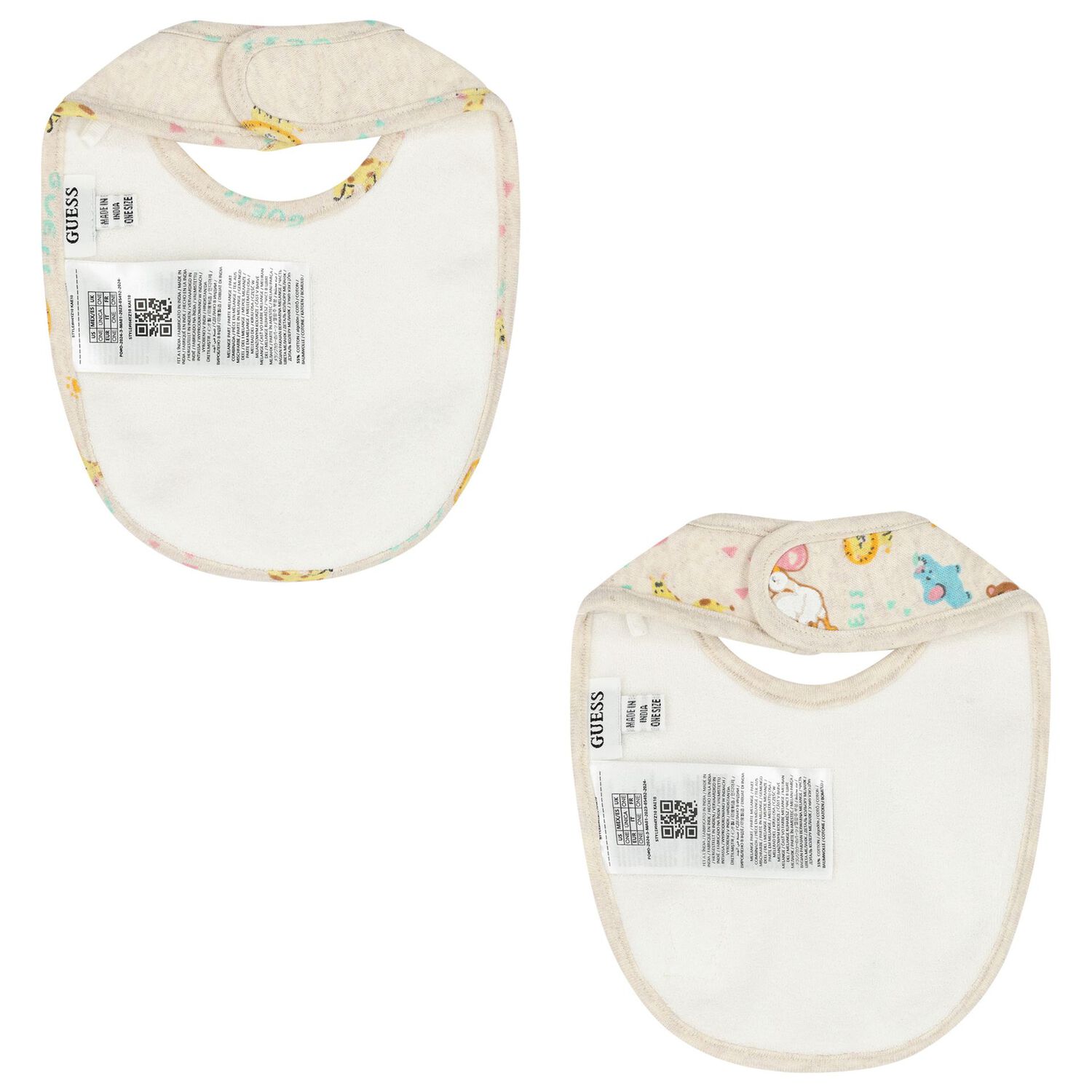 Beige Logo Teddy Bear Baby Bib ( 2-Pack ), 1, hi-res
