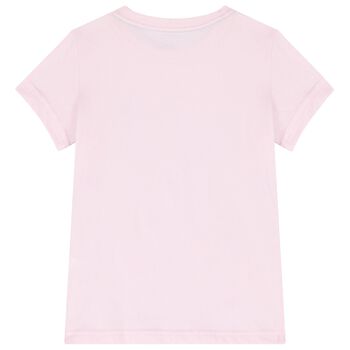 Girls Pink & White Cotton Logo T-Shirts ( 2-Pack )