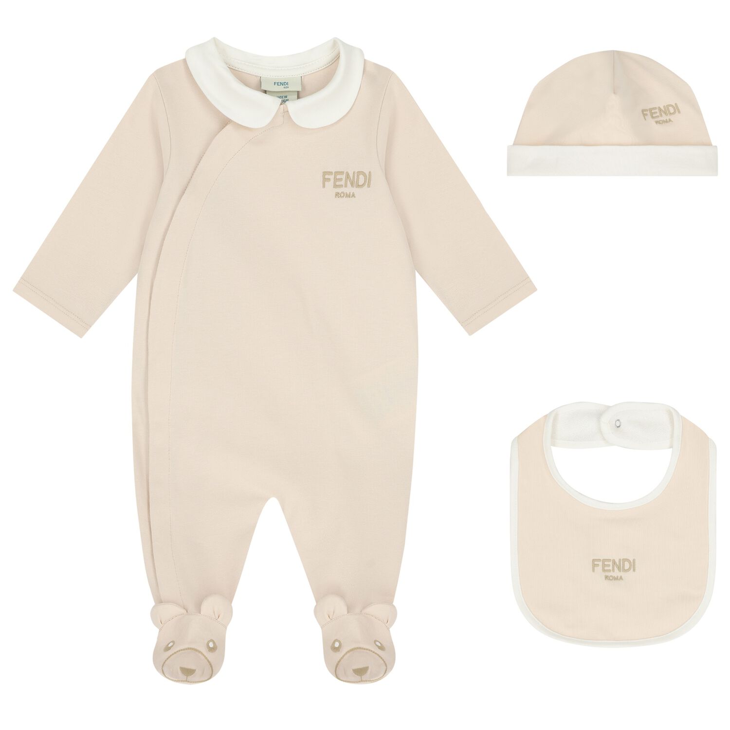 Beige & Ivory Logo Babygrow Gift Set , 3, hi-res