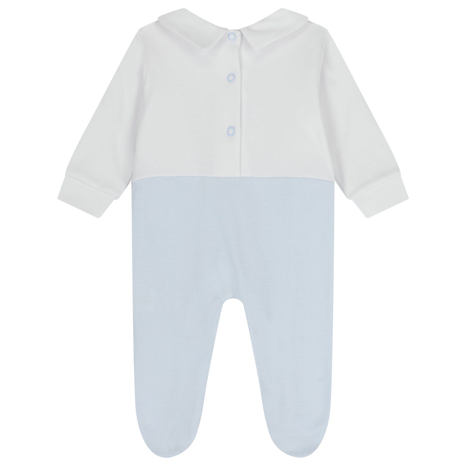 Baby Boys White & Blue Teddy Babygrow, 1, hi-res