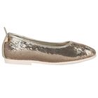 Girls Gold Sequin Ballerina Shoes, 1, hi-res