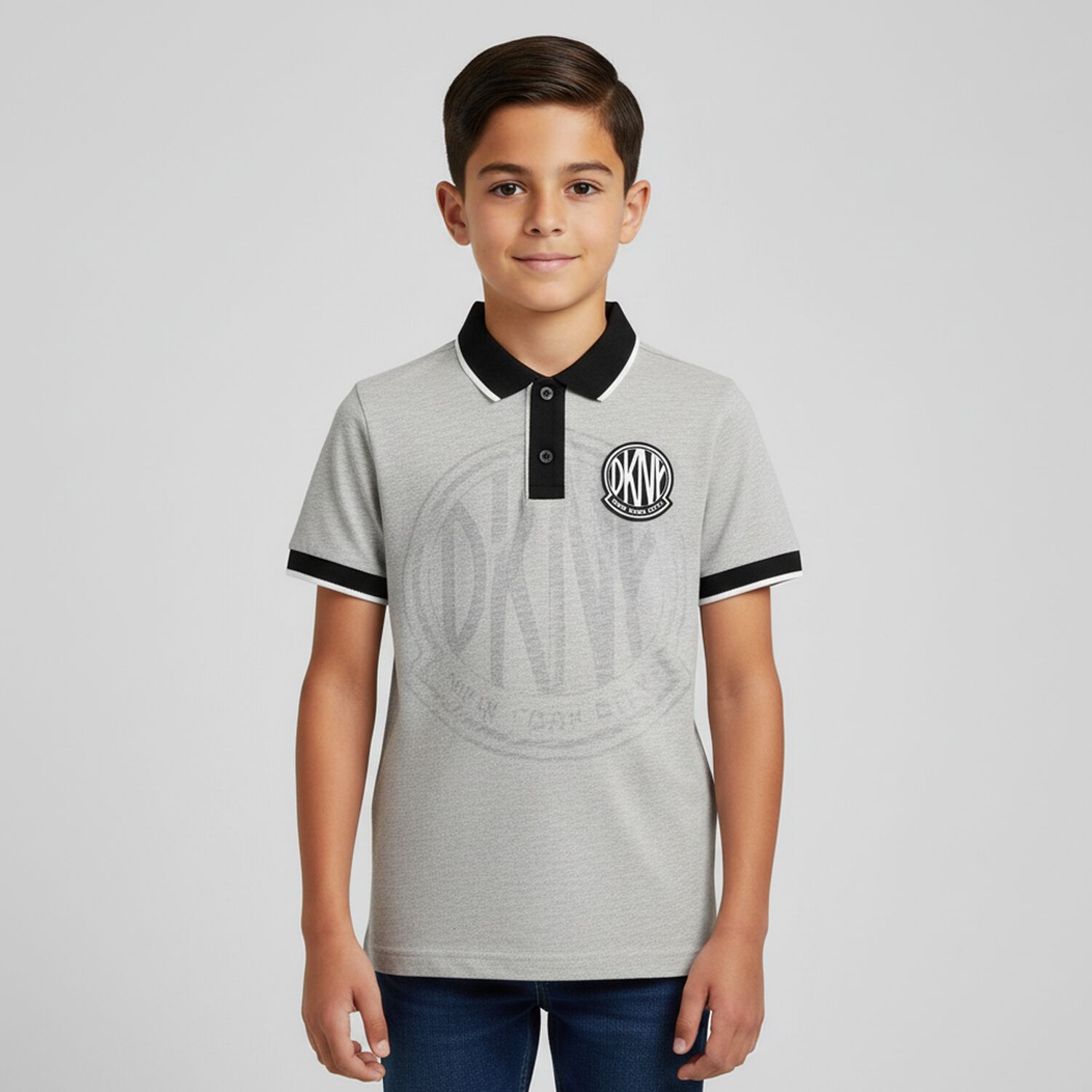 Boys Grey Logo Polo Shirt, 1, hi-res image number null
