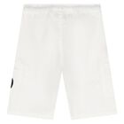 Younger Boys White Logo Shorts, 1, hi-res