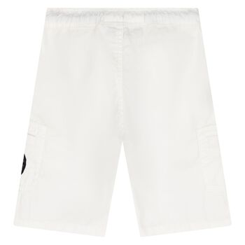 Younger Boys White Logo Shorts