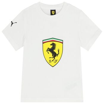 Boys White Ferrari Logo T-Shirt