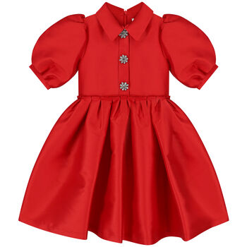 Girls Red Satin Dress