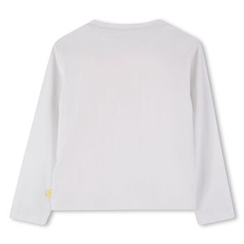Girls White Embellished Heart Long Sleeve Top