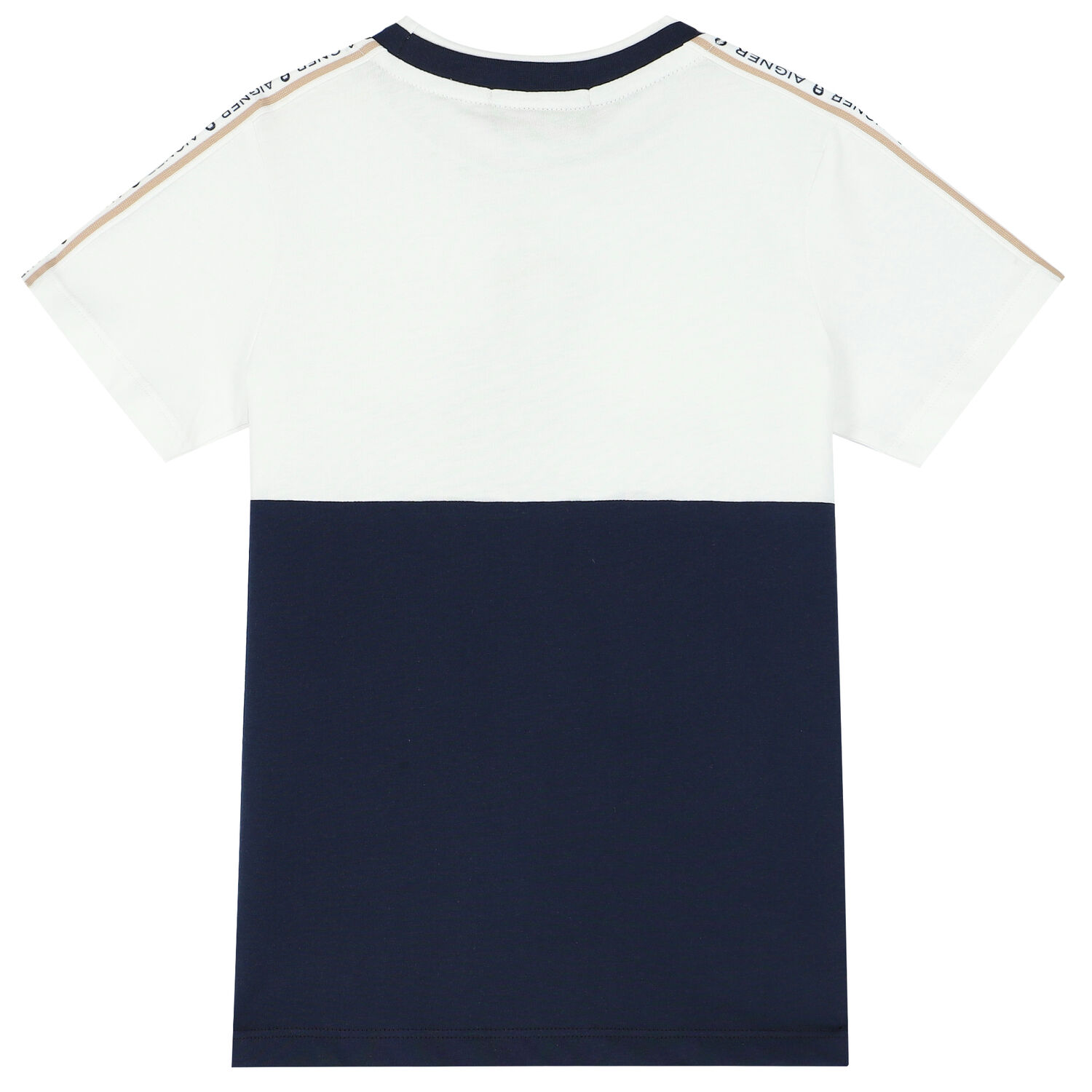 Boys White & Navy Logo T-Shirt, 2, hi-res image number null