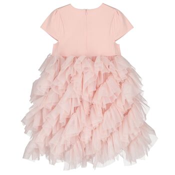 Girls Pink Bow Tulle Dress