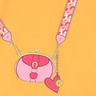 فستان بنات بالشعار وطبعة حقيبة باللون البرتقالى, 1, hi-res