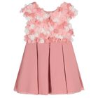 Girls Pink Flower Dress, 1, hi-res
