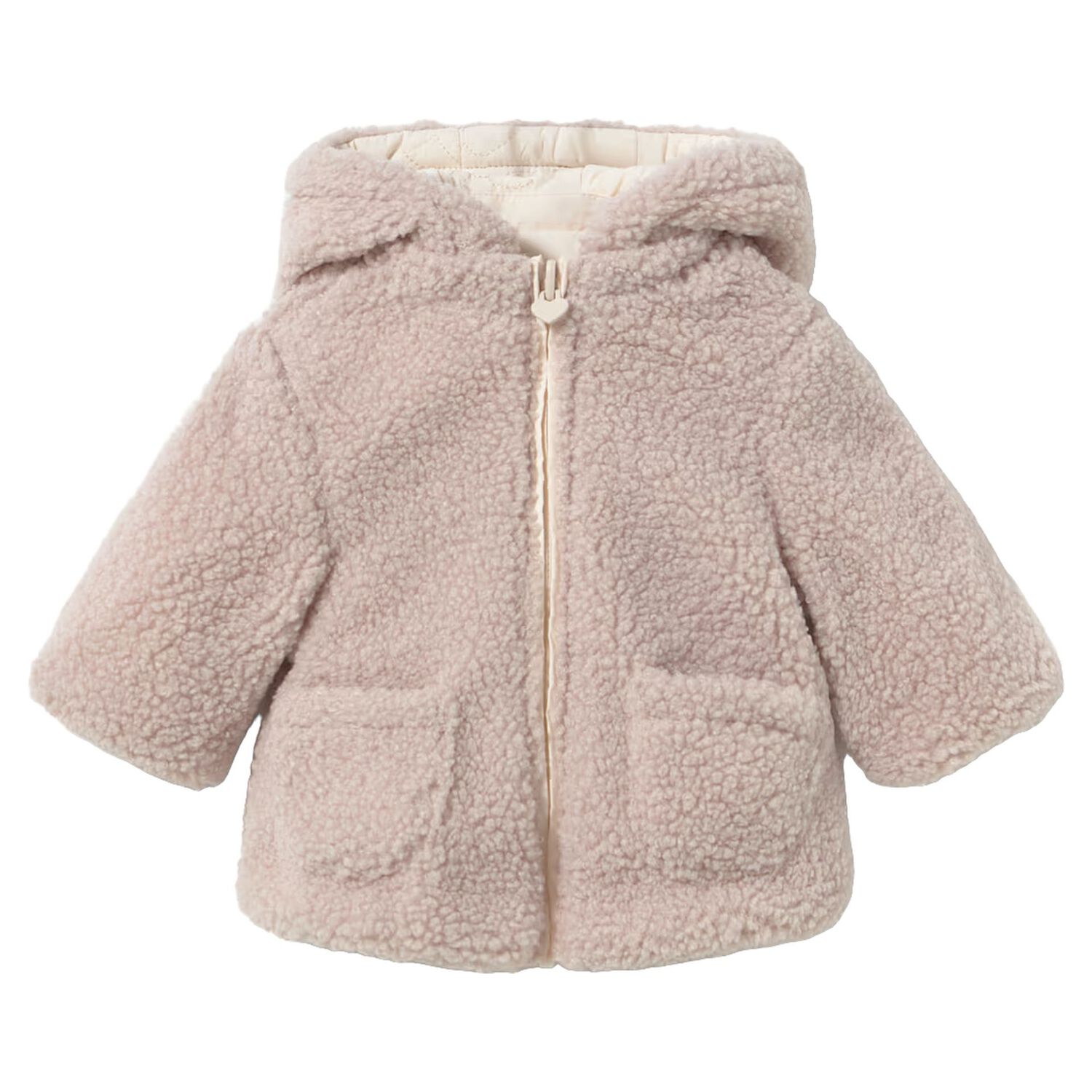 Baby Girls Ivory & Beige Bow Reversible Jacket, 1, hi-res