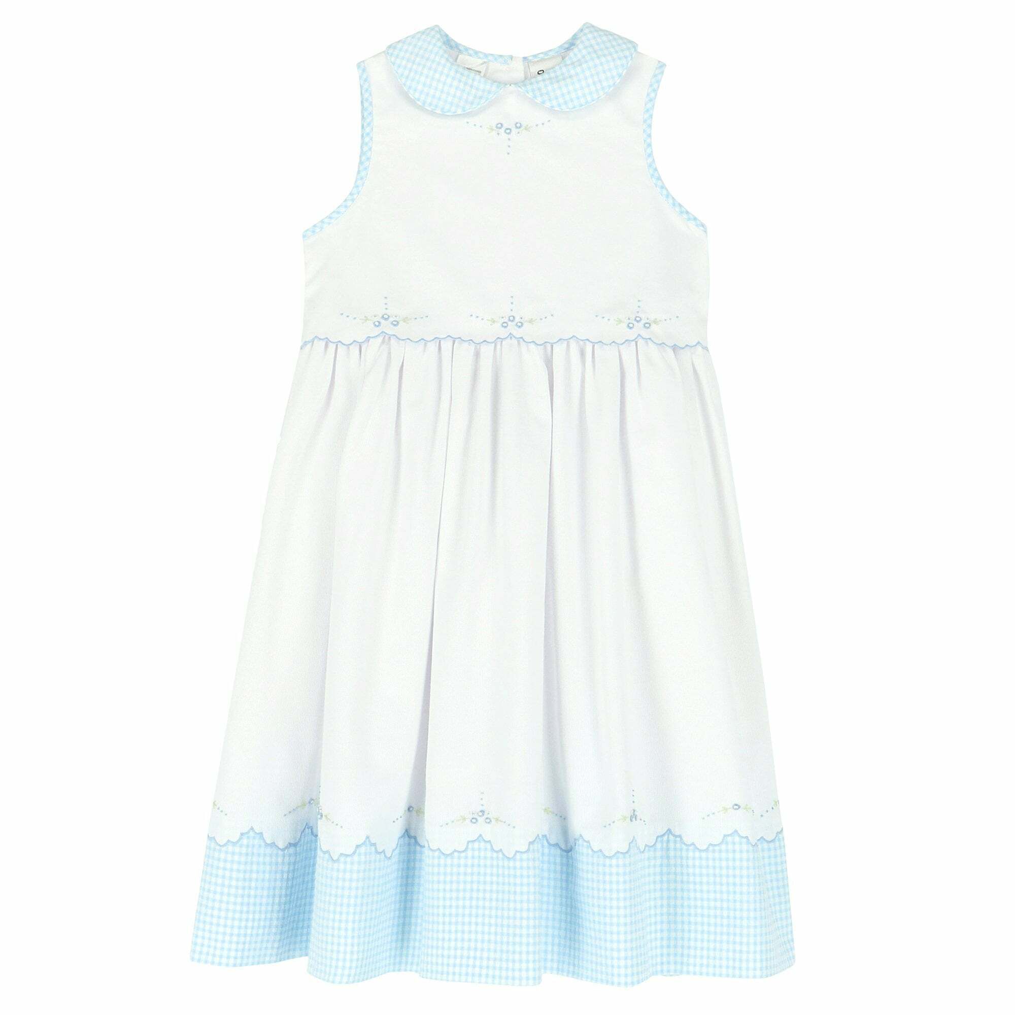 Sarah Louise Girls White Blue Embroidered Dress Junior Couture UAE