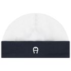 Baby Boys White & Navy Blue Logo Hat, 3, hi-res