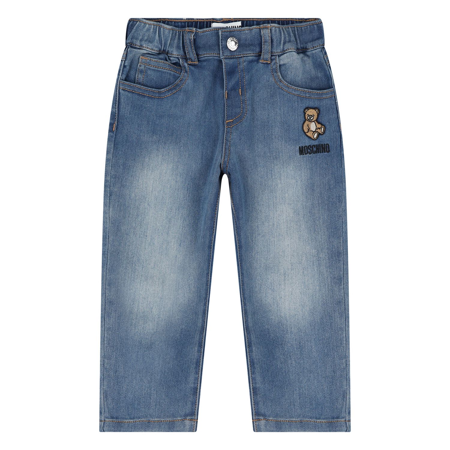 Younger Blue Teddy Bear Logo Denim Jeans, 1, hi-res