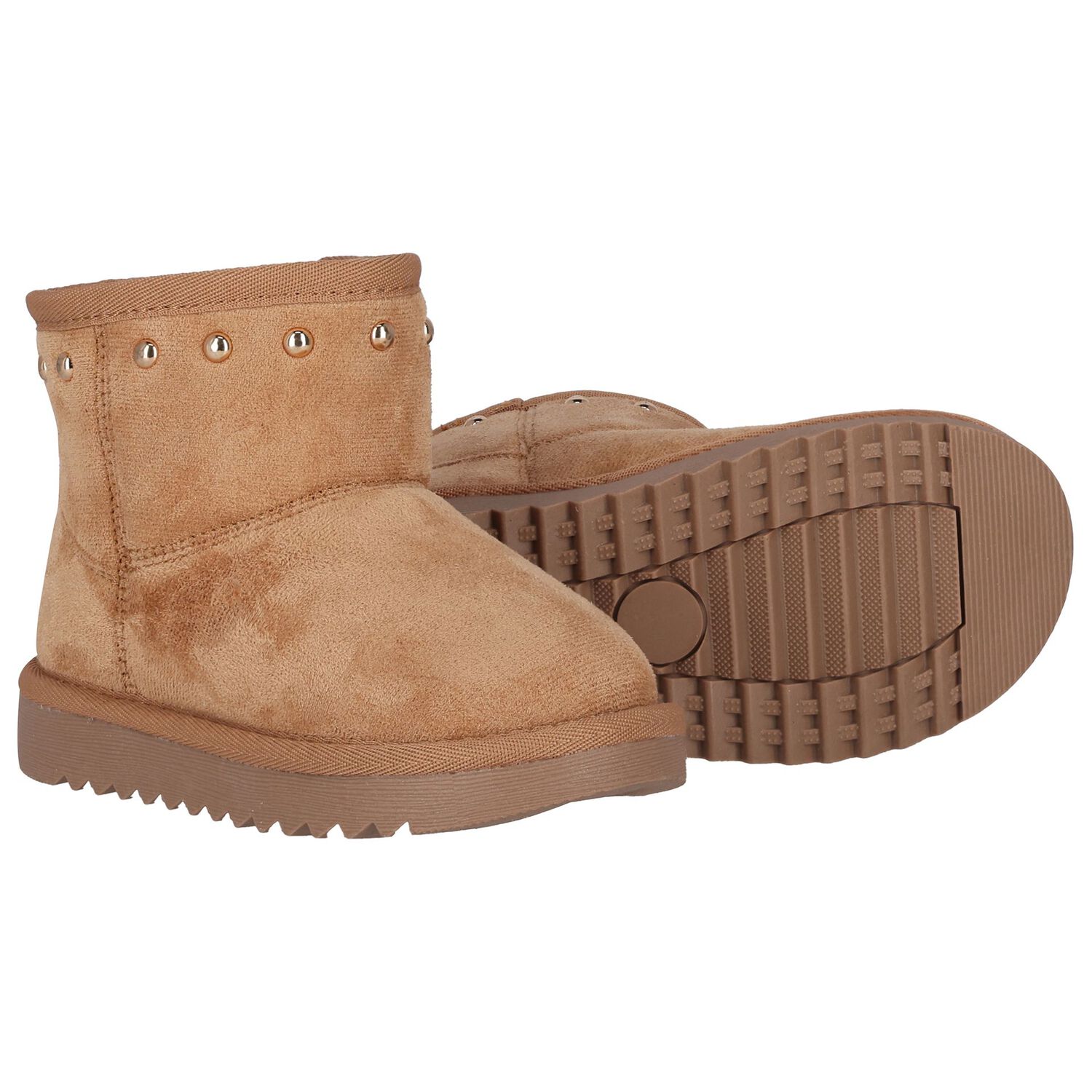 Girls Beige Logo Suede Boots, 1, hi-res image number null