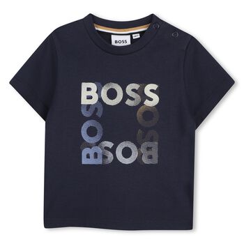 Younger Boys Navy Blue Logo T-Shirt