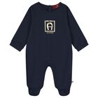 Baby Boys Navy Blue & Gold Babygrow Gift Set , 2, hi-res