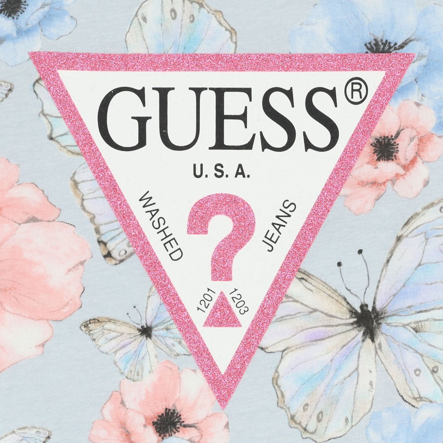 تيشيرت بنات بالشعار بطبعه فراشات وزهور باللون الوردى والازرق , 2, hi-res