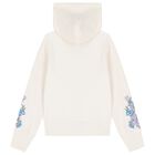 Girls Ivory Logo Hooded Zip Up Top, 1, hi-res