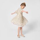Girls Beige Sequin Fringe Mesh Dress, 1, hi-res