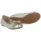 حذاء بنات باليرينا بالشعار باللون الذهبى, 1, hi-res