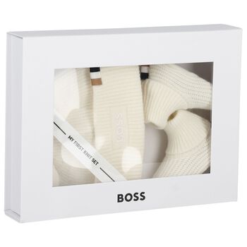 Ivory Baby Hat & Booties Gift Set