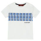 طقم شورت أولاد بالشعار باللون الأبيض والأزرق, 1, hi-res